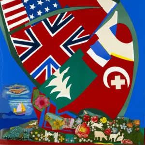 Affiche Air France originale par Roger Bezombes : Vacances