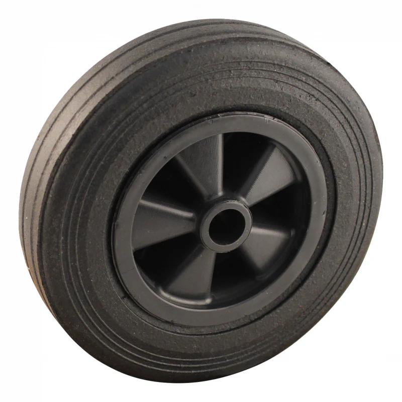 Galet avec jante simple en plastique avec roue en caoutchouc solide 200 x 50. S'adapte aux roue jockey avec tube de 48 mm de diamètre. – Image 3