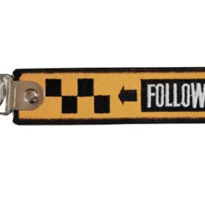 Porte-clés flamme noir et jaune FOLLOW ME